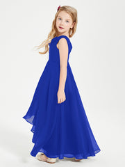 Junior Robes de Demoiselle d'Honneur Modernes à Col Cowl Asymétrique Bleu Royale