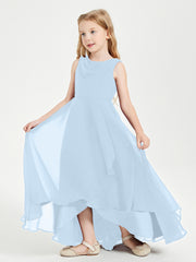 Junior Robes de Demoiselle d'Honneur Modernes à Col Cowl Asymétrique Bleu Ciel