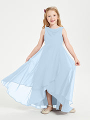 Junior Robes de Demoiselle d'Honneur Modernes à Col Cowl Asymétrique Bleu Ciel