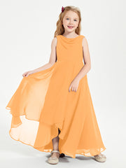 Junior Robes de Demoiselle d'Honneur Modernes à Col Cowl Asymétrique Mandarine