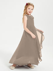Junior Robes de Demoiselle d'Honneur Modernes à Col Cowl Asymétrique Taupe