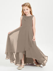 Junior Robes de Demoiselle d'Honneur Modernes à Col Cowl Asymétrique Taupe