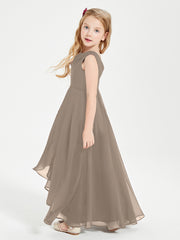 Junior Robes de Demoiselle d'Honneur Modernes à Col Cowl Asymétrique Taupe