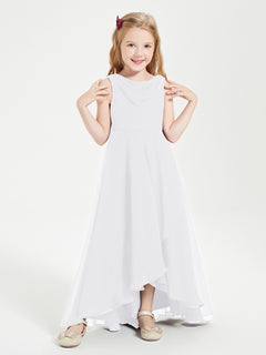 Junior Robes de Demoiselle d'Honneur Modernes à Col Cowl Asymétrique Blanc