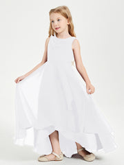 Junior Robes de Demoiselle d'Honneur Modernes à Col Cowl Asymétrique Blanc