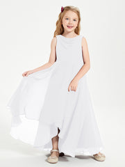 Junior Robes de Demoiselle d'Honneur Modernes à Col Cowl Asymétrique Blanc