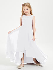 Junior Robes de Demoiselle d'Honneur Modernes à Col Cowl Asymétrique Blanc