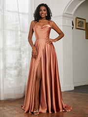 Robe Capot en A-ligne avec Fente Bronzer