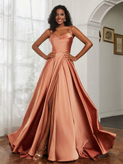 Robe Capot en A-ligne avec Fente Bronzer