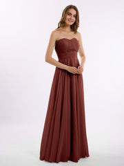 Robes Demoiselle d'honneur Sans Bretelles Mousseline Plissées terracotta Grande Taille