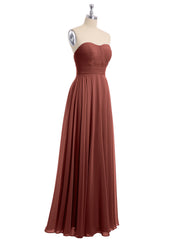 Robes Demoiselle d'honneur Sans Bretelles Mousseline Plissées terracotta Grande Taille
