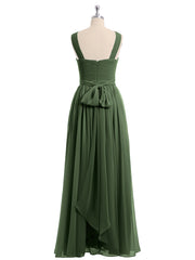 Devant Croisé Mousseline Robe Longue avec Nœud Olive Verte Grande Taille