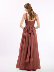Devant Croisé Mousseline Robe Longue avec Nœud terracotta Grande Taille