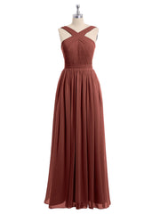 Devant Croisé Mousseline Robe Longue avec Nœud terracotta Grande Taille