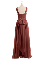Devant Croisé Mousseline Robe Longue avec Nœud terracotta Grande Taille
