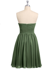 Sans Bretelles Col en Cœur Robe Demoiselle d'honneur Courte Olive Verte Grande Taille