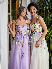 Robe de A-ligne en Tulle Longeur de Mollet à Col en Cœur Jonquille Grande Taille