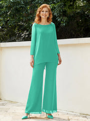 Pantsuit Perlé en Mousseline à Col en Scoop Longueur au Sol Spa