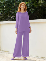 Pantsuit Perlé en Mousseline à Col en Scoop Longueur au Sol Tahiti