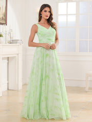 Col en V Mousseline Robe Longue avec Nœud Sage Dream