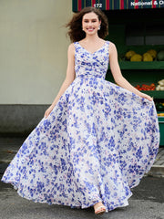 Robe En Mousseline À Imprimé Floral Avec Nœud