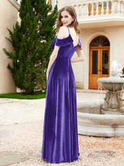 Robe de A-ligne en Velours à Col en V avec Fente Régence Grande Taille