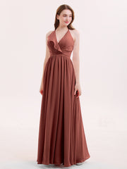 Col en V Pleine Longueur Mousseline Robe Demoiselle d'honneur terracotta Grande Taille