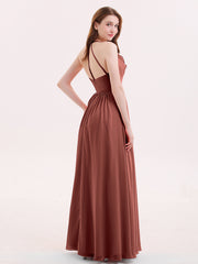 Col en V Pleine Longueur Mousseline Robe Demoiselle d'honneur terracotta Grande Taille