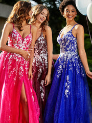 Robe de A-ligne en Tulle à Lacet et Col en V Bordeaux