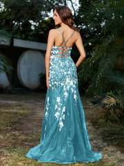 Robe Sirène en Tulle à Lacet et Col en V Piscine Grande Taille