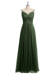Dentelle Et Mousseline Robes Longues Avec Spaghetti Bretelles Olive Verte Grande Taille