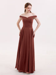 Robe Hors de l'épaule Pleine Longueur Mousseline terracotta Grande Taille