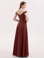Robe Hors de l'épaule Pleine Longueur Mousseline terracotta Grande Taille