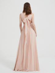 Dos Ouvert Mousseline Robes Avec Col En V Rose Perle Grande Taille