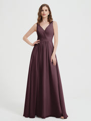 Dos Ouvert Mousseline Robes Avec Col En V Cabernet