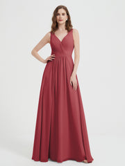 Dos Ouvert Mousseline Robes Avec Col En V Cannelle Rose