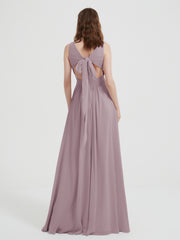 Dos Ouvert Mousseline Robes Avec Col En V Dusk Grande Taille