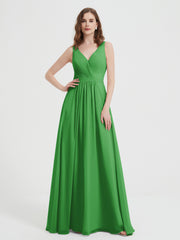 Dos Ouvert Mousseline Robes Avec Col En V Vert Grande Taille