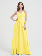 Dos Ouvert Mousseline Robes Avec Col En V Citron