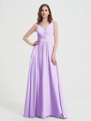 Dos Ouvert Mousseline Robes Avec Col En V Lilas