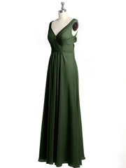 Dos Ouvert Mousseline Robes Avec Col En V Olive Verte Grande Taille
