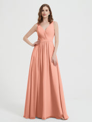 Dos Ouvert Mousseline Robes Avec Col En V Papaye