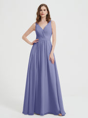 Dos Ouvert Mousseline Robes Avec Col En V Pervenche Grande Taille