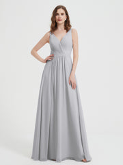 Dos Ouvert Mousseline Robes Avec Col En V Argent