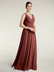 Dos Ouvert Mousseline Robes Avec Col En V terracotta Grande Taille