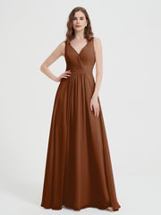 Dos Ouvert Mousseline Robes Avec Col En V terracotta