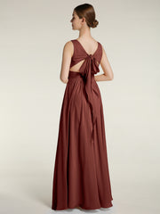 Dos Ouvert Mousseline Robes Avec Col En V terracotta Grande Taille