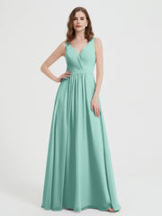 Dos Ouvert Mousseline Robes Avec Col En V Turquoise