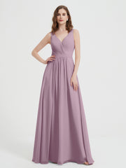 Dos Ouvert Mousseline Robes Avec Col En V Vintage Mauve