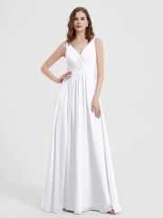 Dos Ouvert Mousseline Robes Avec Col En V Blanc